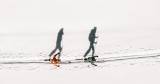 A couple ski touring in the winter landscape of Salzburg, Austria