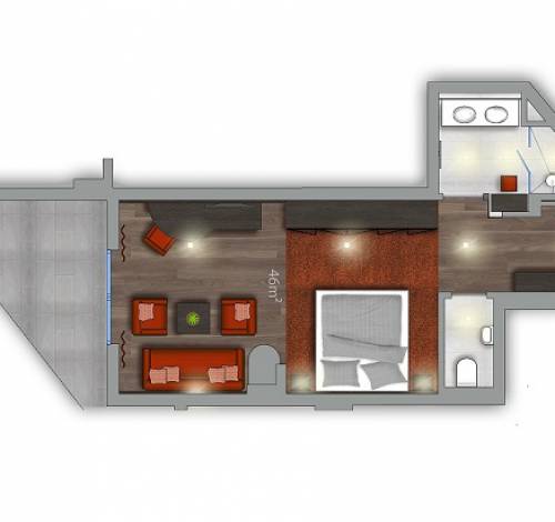 Der Zimmerplan unserer Ferienwohnung im Pongau zeigt die verschiedenen Räumlichkeiten. 